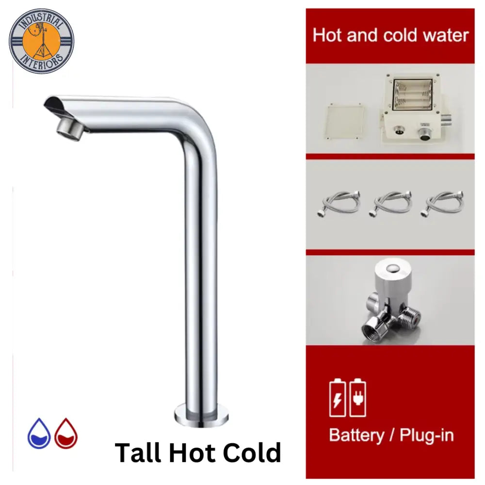 Automatic Sensor Hot And Cold Chrome Basin Faucet Tall