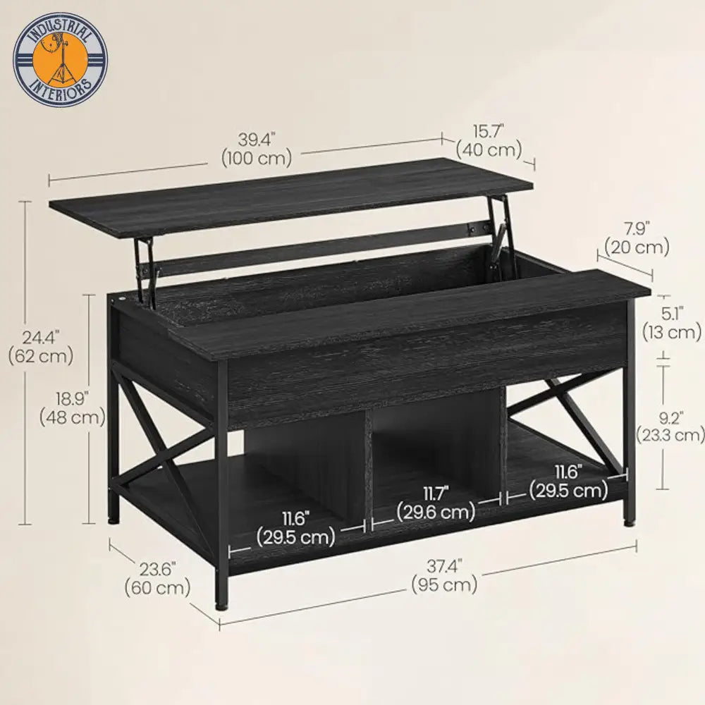 Black Lift-Top Table With Storage
