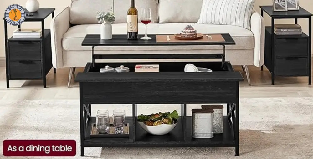 Black Lift-Top Table With Storage
