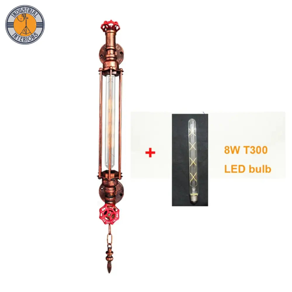 Industrial Aisle Led Wall Sconce Light Red Copper Lighting