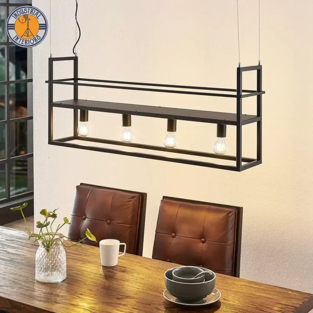 Industrial Four-Bulb Hanging Light