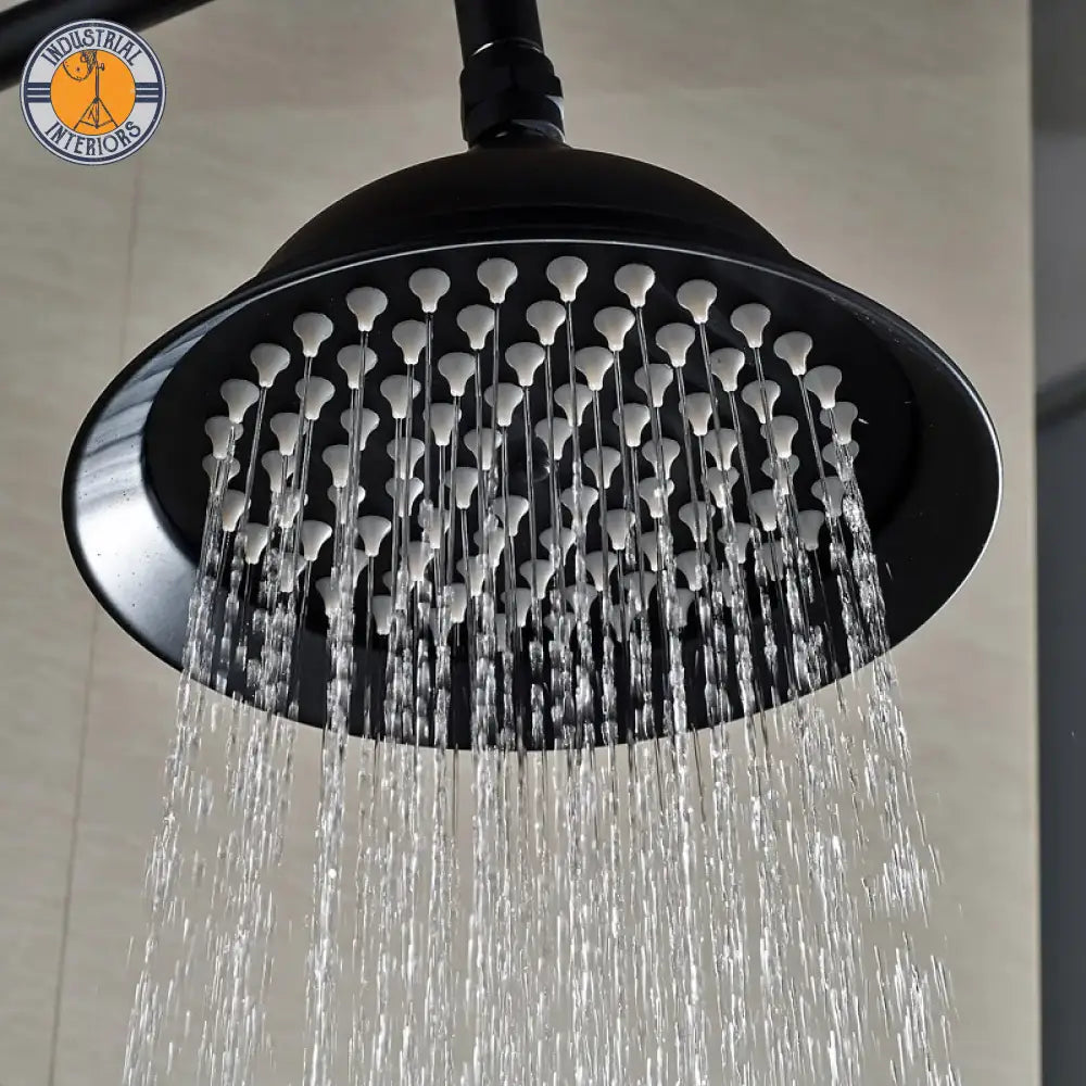 Black Bronze Shower Faucet Set Rainfall 8 Head Bathroom Mixer Tap Wall Mounted Hot Cold Kits