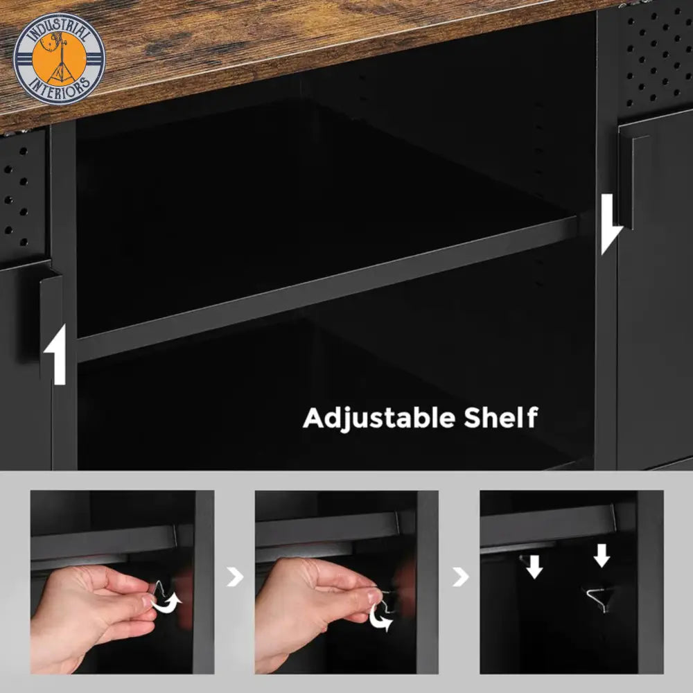Industrial Tv Stand With 3 Adjustable Shelves