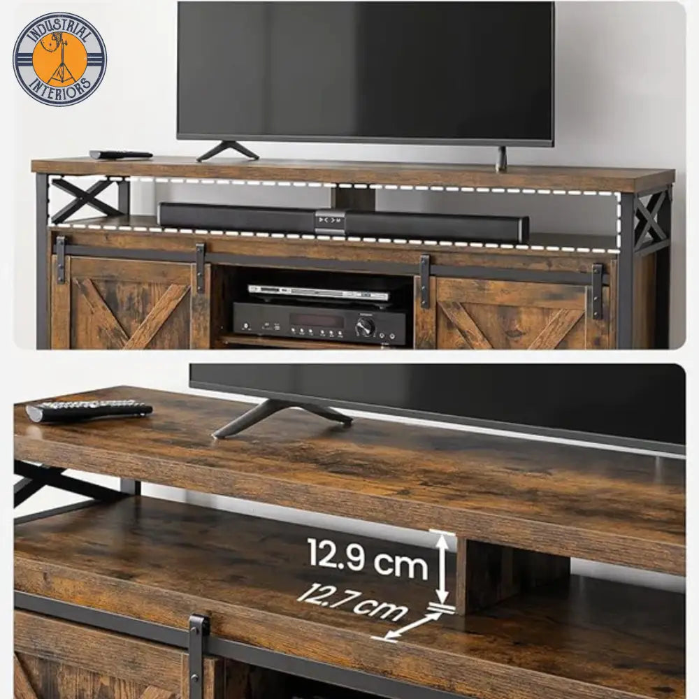 Industrial Tv Stand With Adjustable Shelves