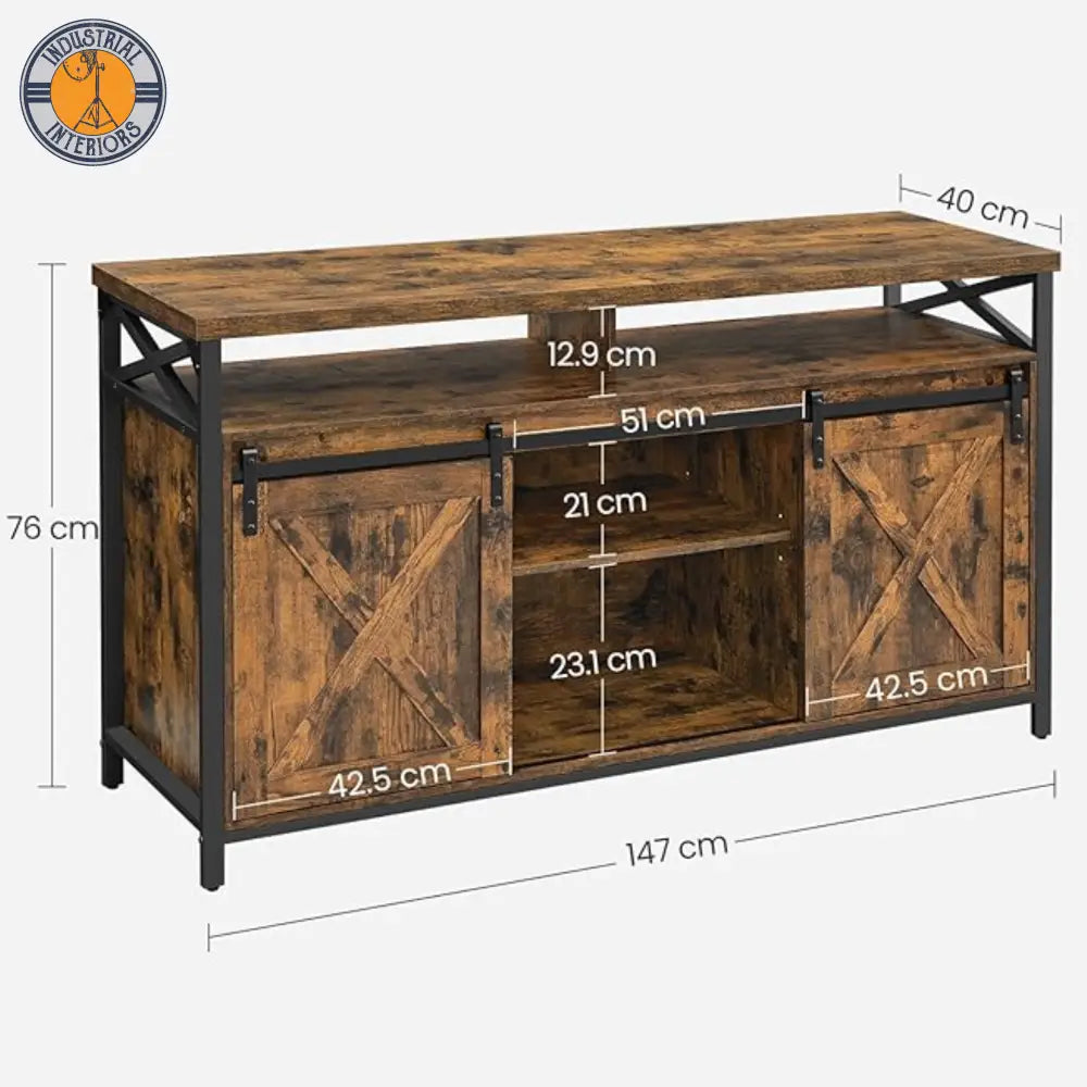 Industrial Tv Stand With Adjustable Shelves