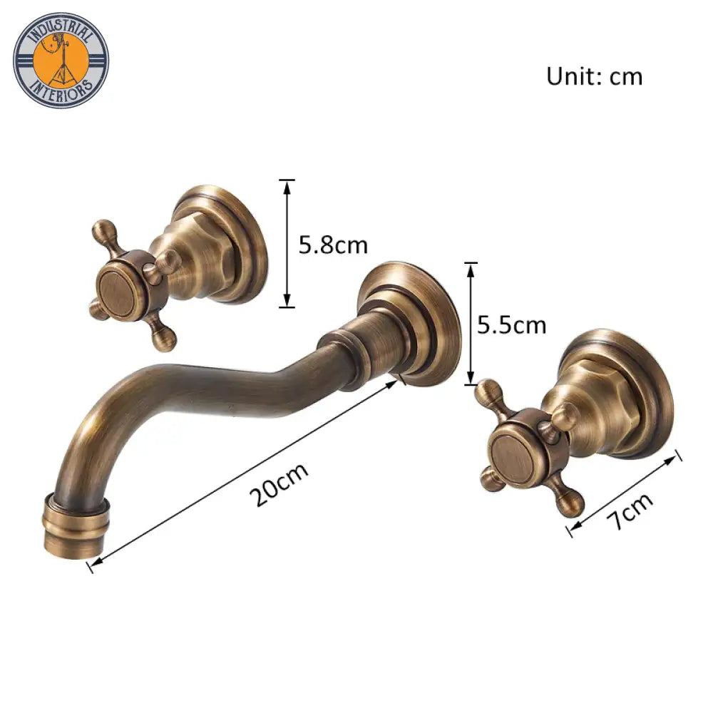 Retro Antique Brass Wall Mounted Basin Faucet