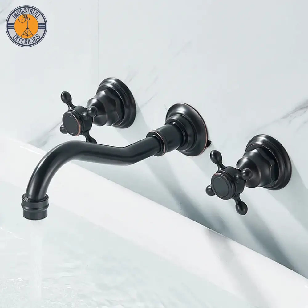 Retro Antique Brass Wall Mounted Basin Faucet