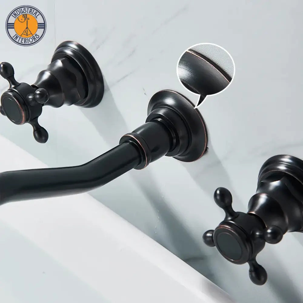 Retro Antique Brass Wall Mounted Basin Faucet