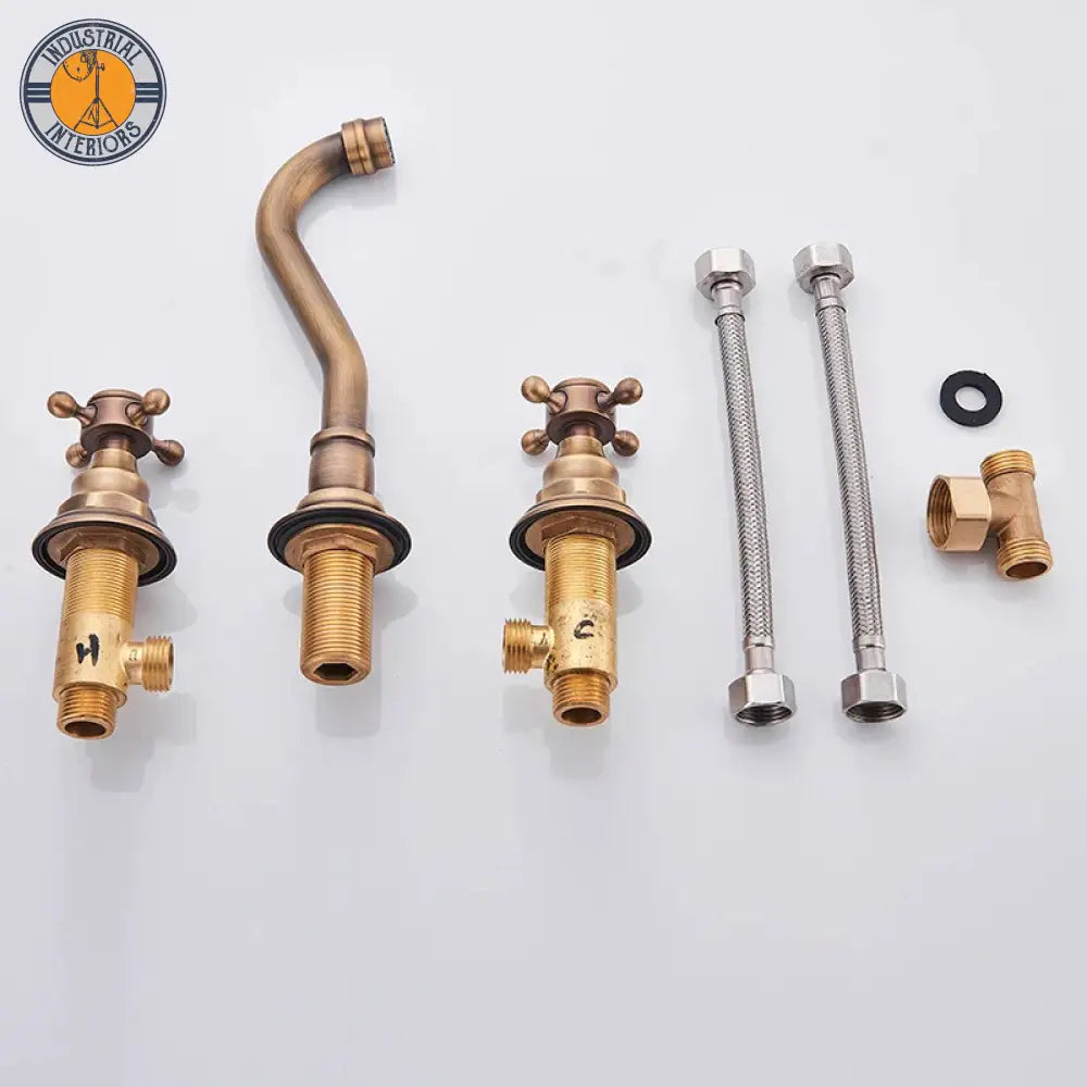 Retro Antique Brass Wall Mounted Basin Faucet