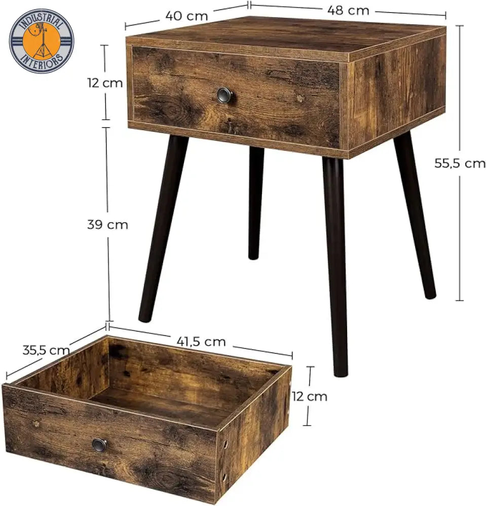 Sofa Side Table With A Drawer And Tapered Legs