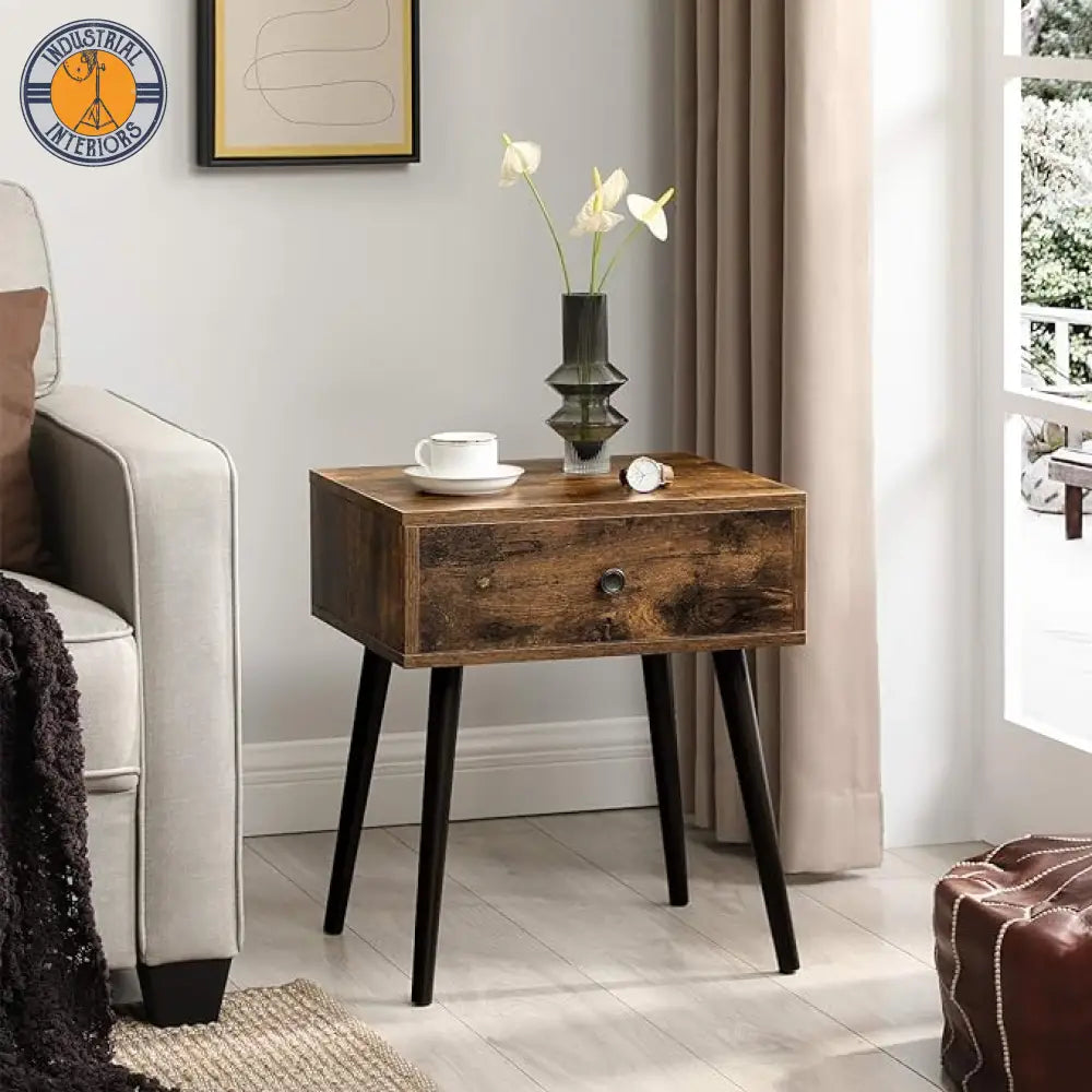 Sofa Side Table With A Drawer And Tapered Legs