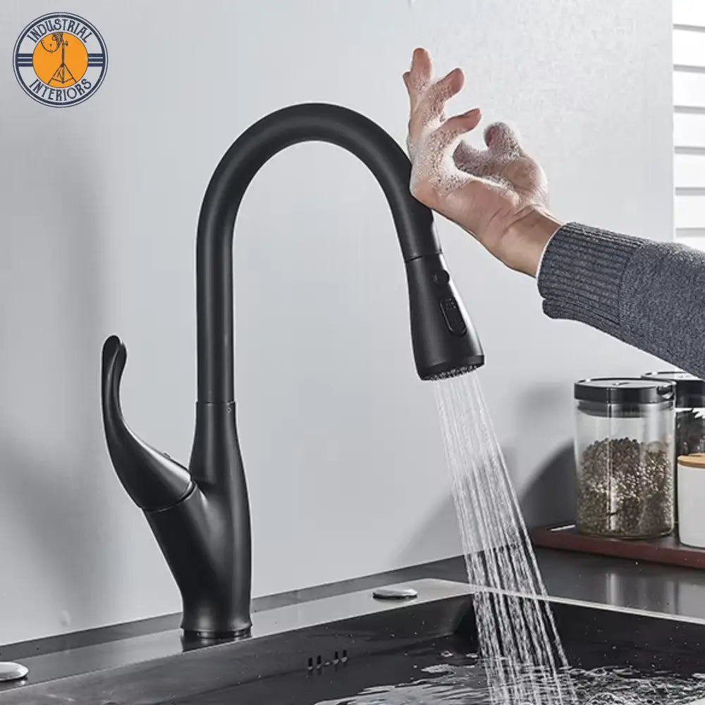 Touch Control Pull Out Spout Spray Kitchen Faucet Matte Black