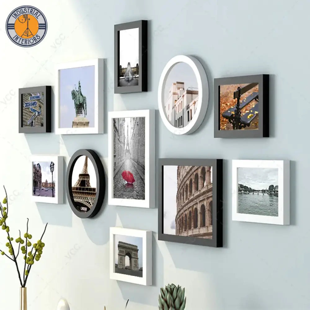 11 Piece Natural Wood Picture Frames Wall Decor