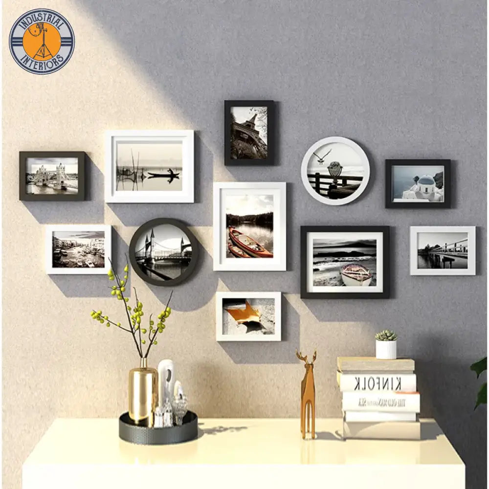 11 Piece Natural Wood Picture Frames Wall Decor