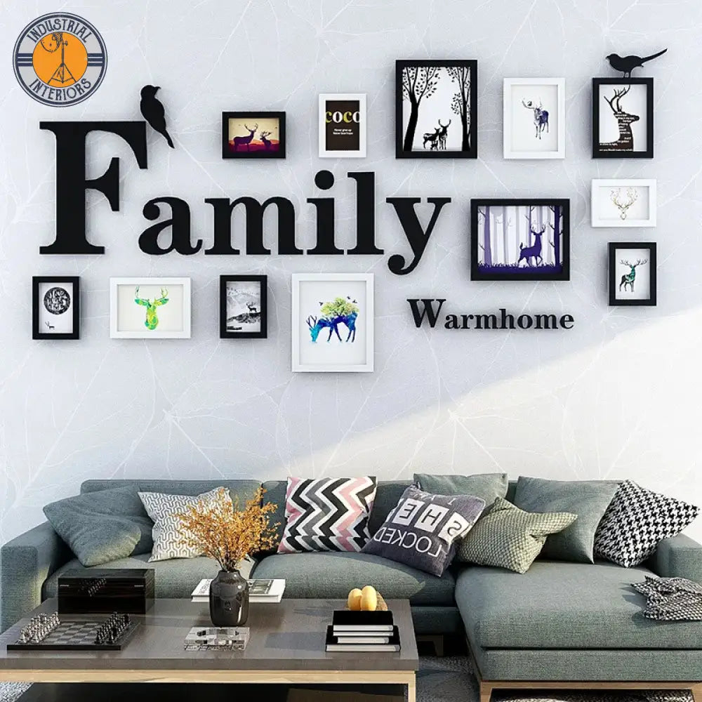 12 Piece Wood Pictures Wall Family Frame Decor Frames