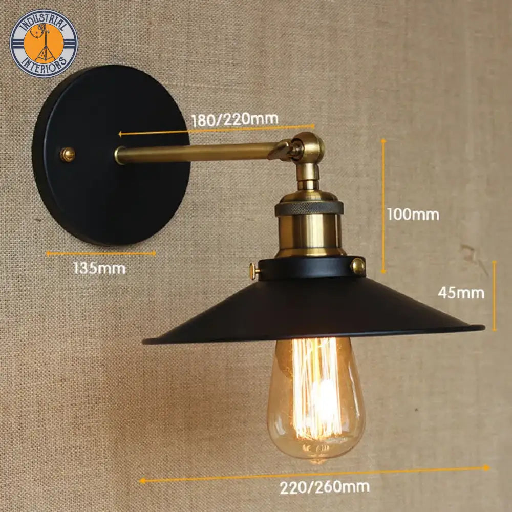 60W Loft Industrial Vintage Wall Lamp Black