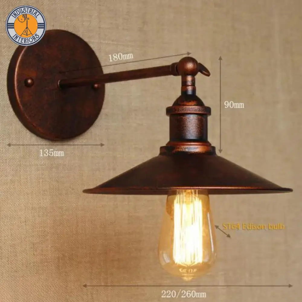 60W Loft Industrial Vintage Wall Lamp Brown