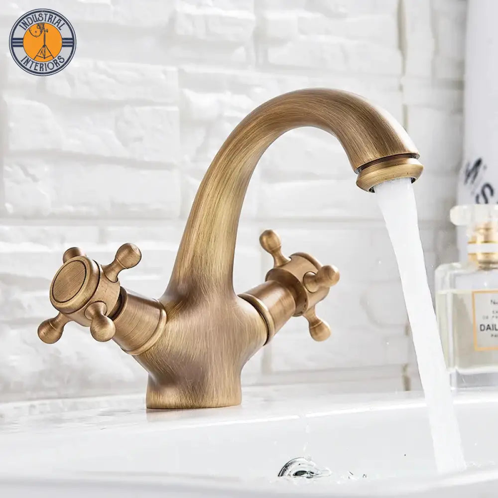 Antique Brass Basin Faucet Single Handle Hot Cold Mixer Tap Torneiras Bathroom Vessel Sink Reto