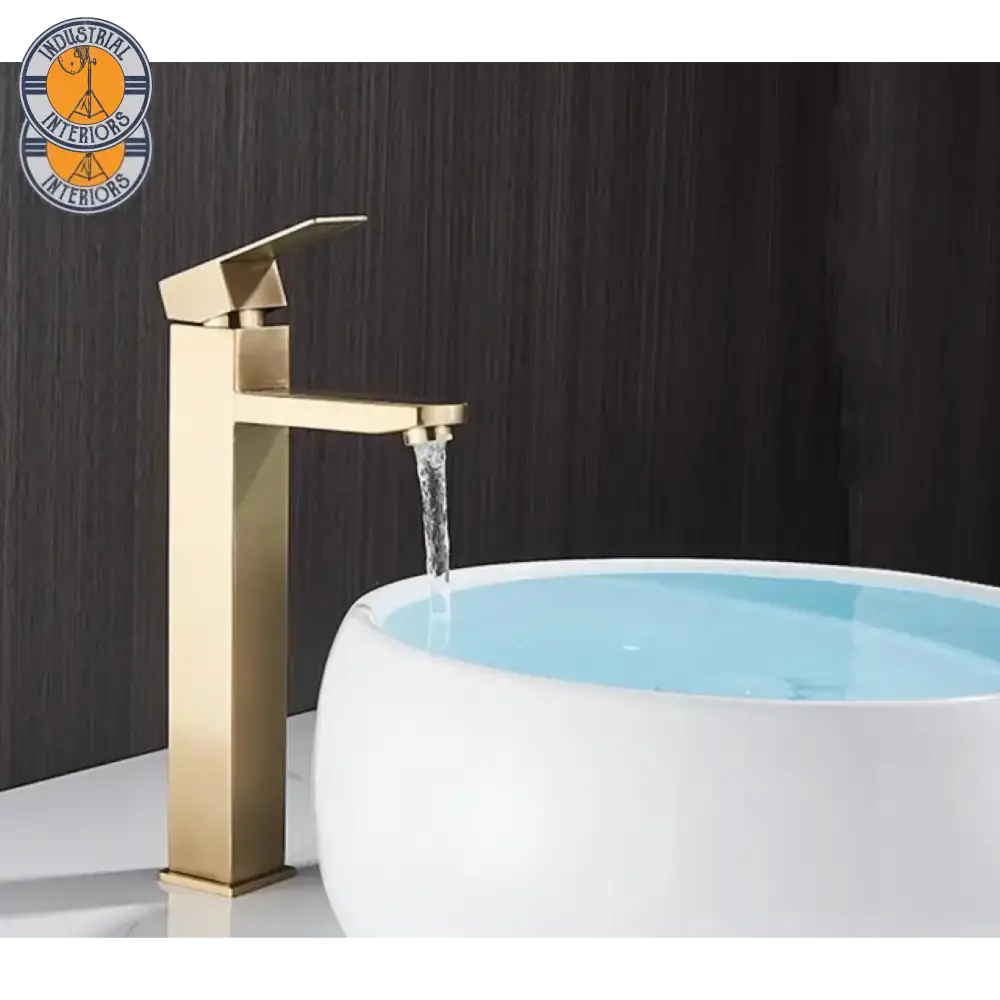 Bathroom Washbasin Mixer Tap Single Handle High Brushed Gold