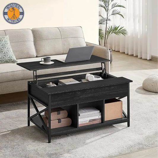 Black Lift-Top Table With Storage