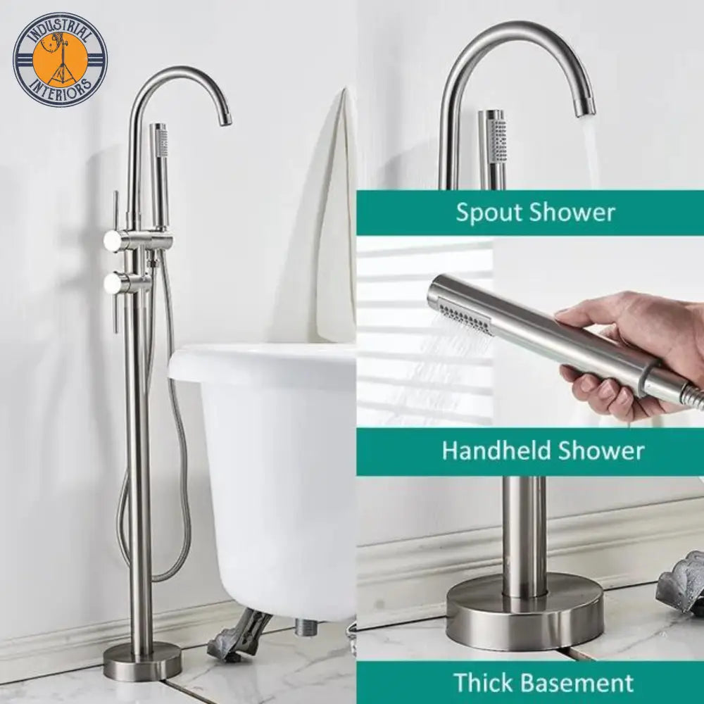 Brass Mixer Tap With Ceramic Hand Shower Brushed Nickel