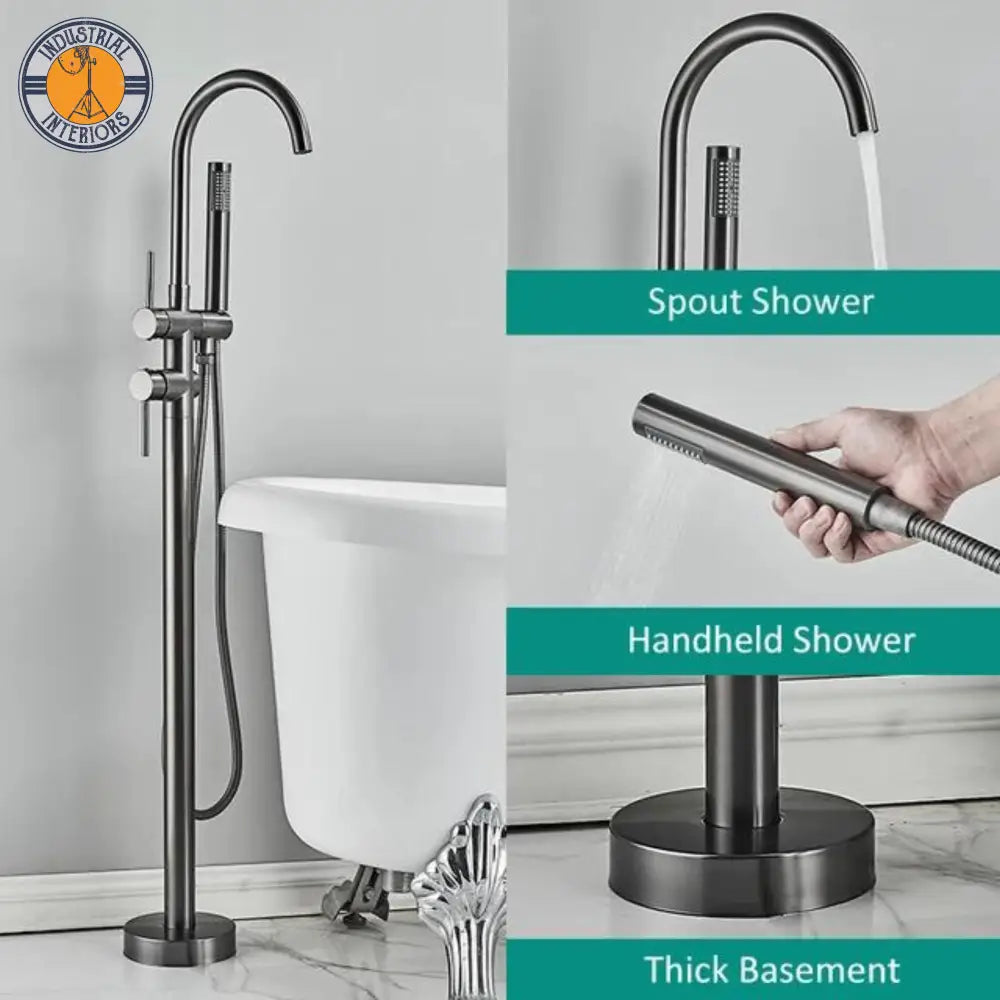 Brass Mixer Tap With Ceramic Hand Shower Gun Grey A