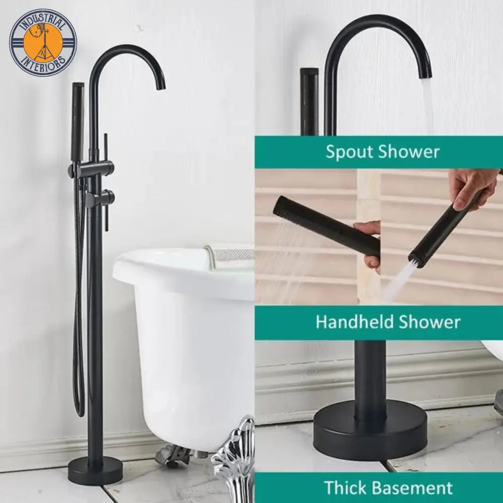 Brass Mixer Tap With Ceramic Hand Shower Matte Black B