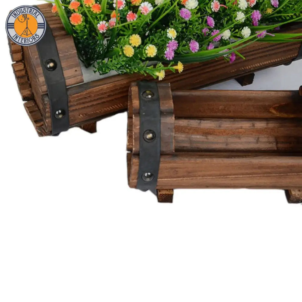 Carbonized Wooden Flower Pot Outdoor Garden Decoration