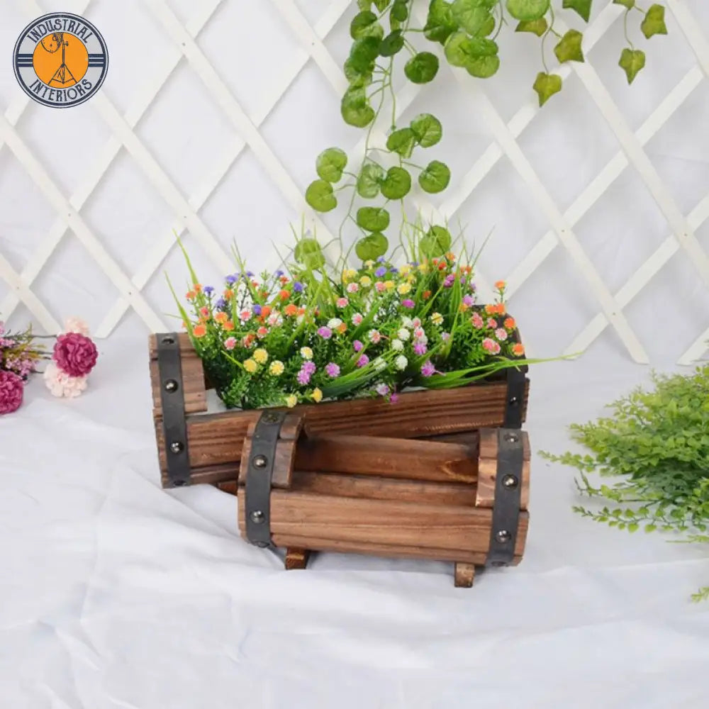 Carbonized Wooden Flower Pot Outdoor Garden Decoration