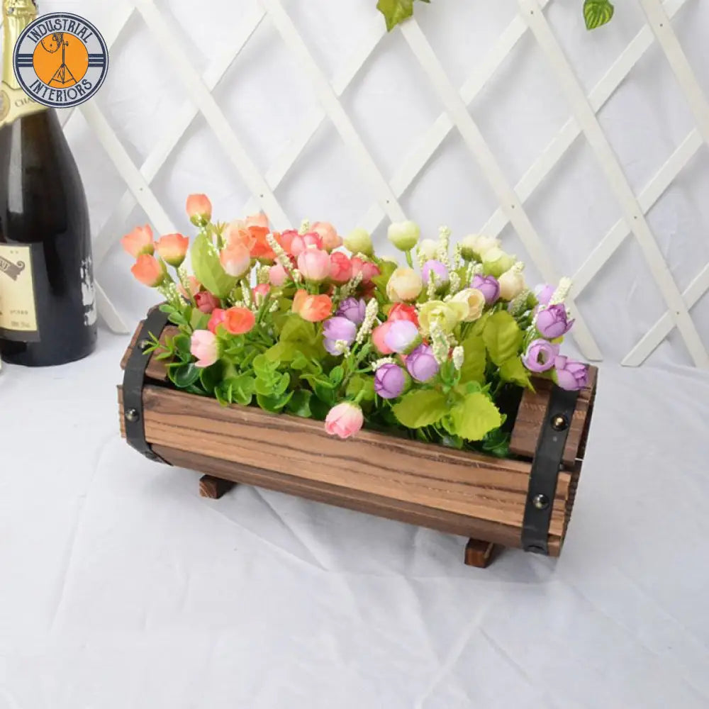 Carbonized Wooden Flower Pot Outdoor Garden Decoration