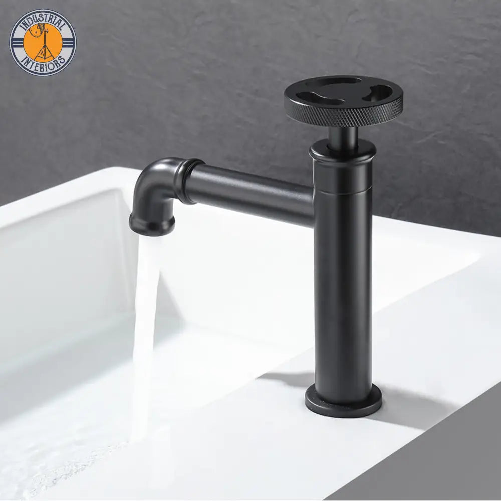 Cold Water Black Brass Basin Faucet Deck Mount