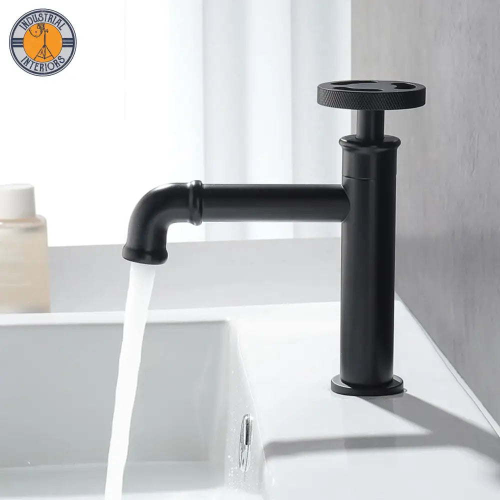 Cold Water Black Brass Basin Faucet Deck Mount