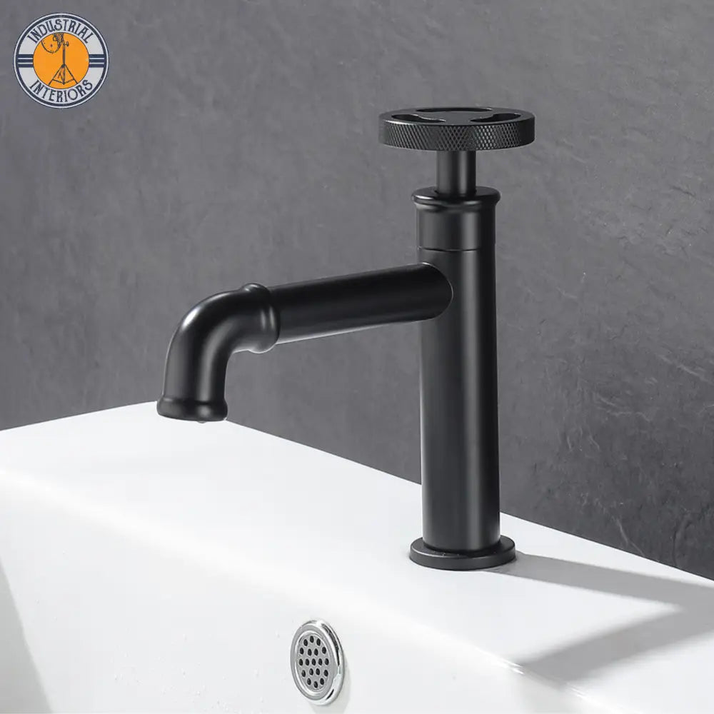 Cold Water Black Brass Basin Faucet Deck Mount