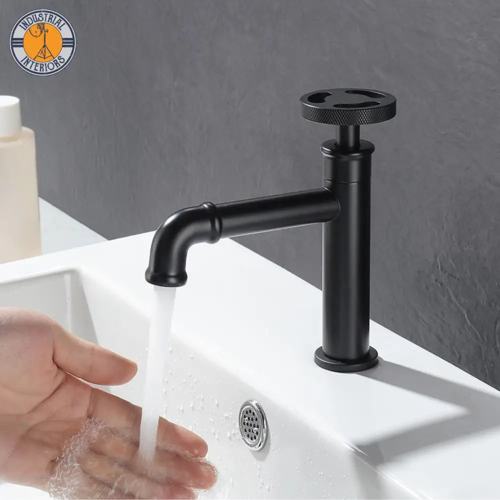 Cold Water Black Brass Basin Faucet Deck Mount