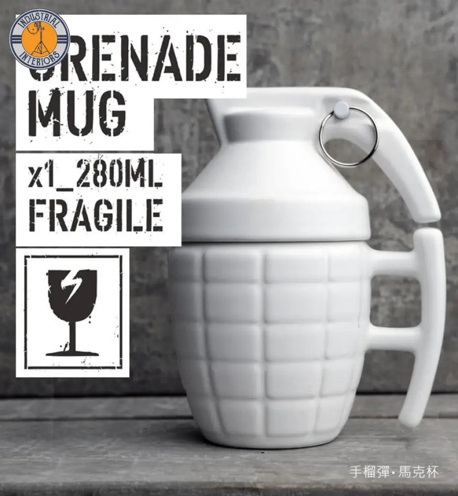 Creative Grenade Coffee Mug Cup With Lid White / 301-400Ml