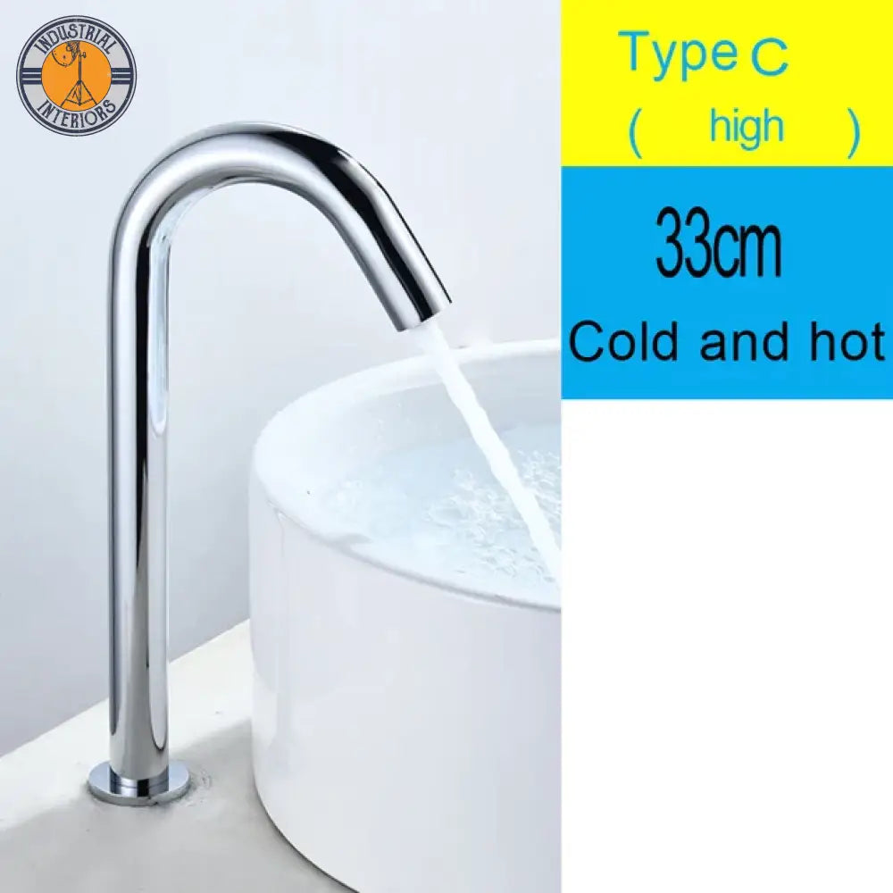 Black Sensor Faucet Bathroom Sink Deck Mount Hot And Cold Automatic Basin Battery Powered Water