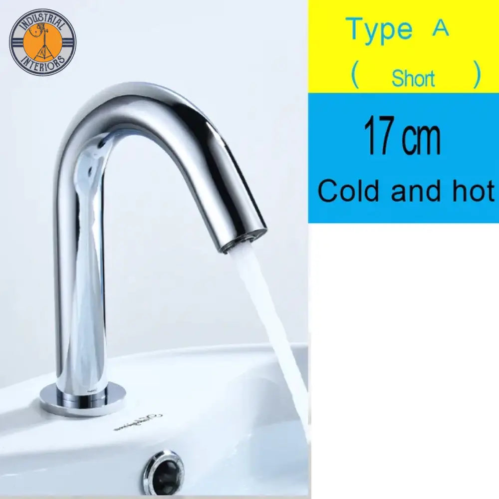 Black Sensor Faucet Bathroom Sink Deck Mount Hot And Cold Automatic Basin Battery Powered Water