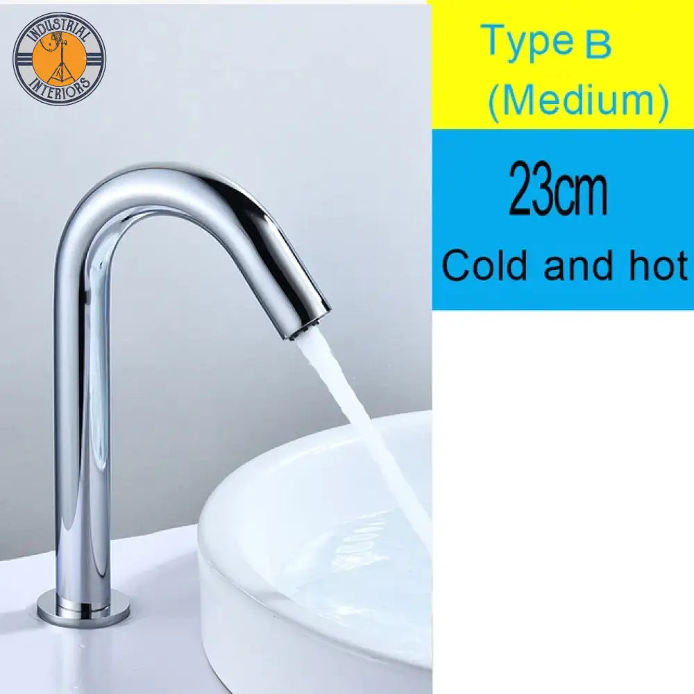 Black Sensor Faucet Bathroom Sink Deck Mount Hot And Cold Automatic Basin Battery Powered Water