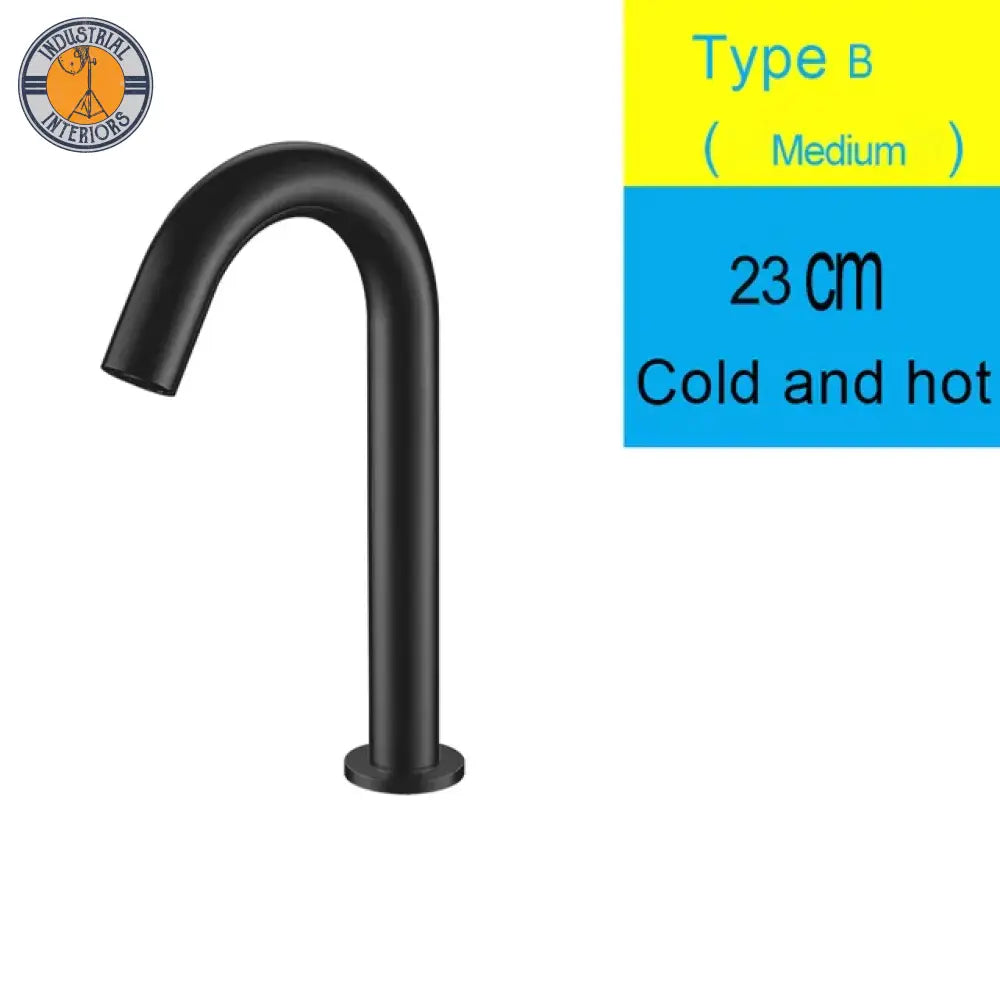 Black Sensor Faucet Bathroom Sink Deck Mount Hot And Cold Automatic Basin Battery Powered Water