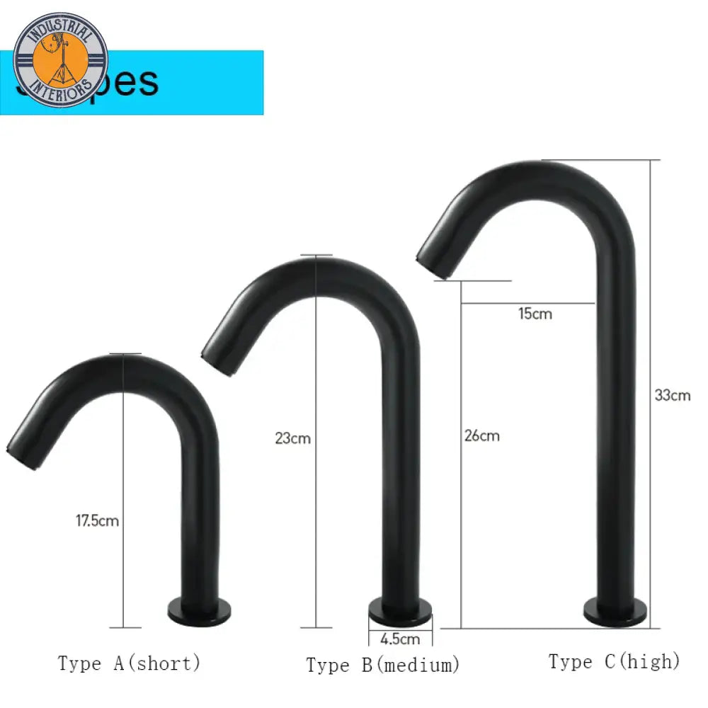 Black Sensor Faucet Bathroom Sink Deck Mount Hot And Cold Automatic Basin Battery Powered Water