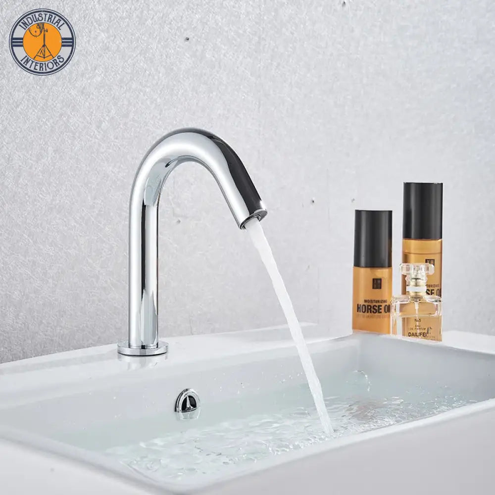 Black Sensor Faucet Bathroom Sink Deck Mount Hot And Cold Automatic Basin Battery Powered Water