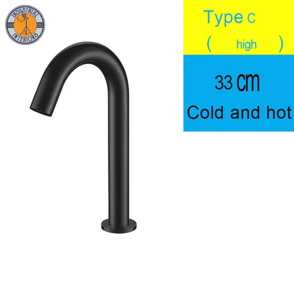 Black Sensor Faucet Bathroom Sink Deck Mount Hot And Cold Automatic Basin Battery Powered Water