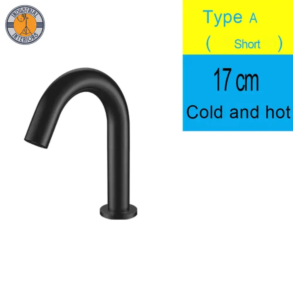 Black Sensor Faucet Bathroom Sink Deck Mount Hot And Cold Automatic Basin Battery Powered Water