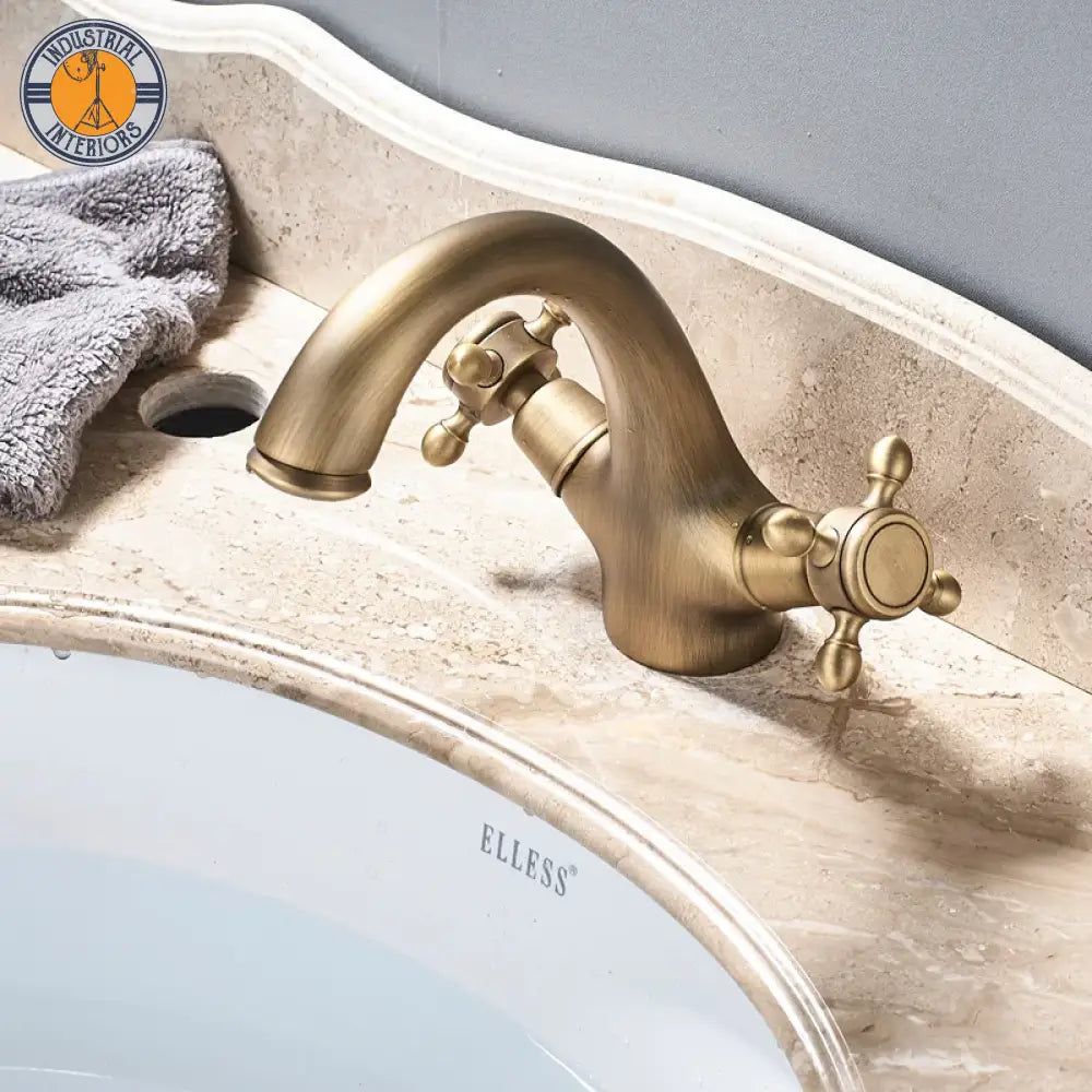 Free Shipping Dual Handle Basin Faucet Single Hole Deck Mounted Brass Bathroom Vanity Sink Mixers