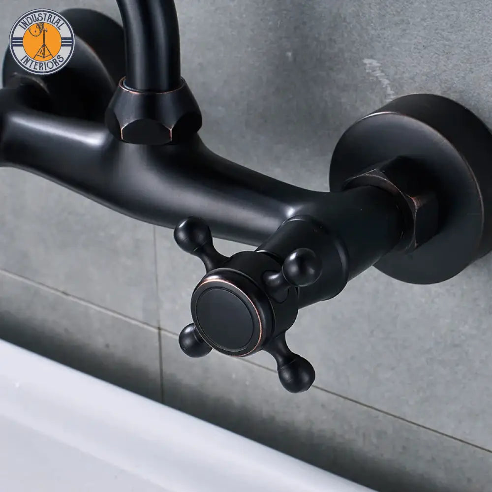 Dual Handle Mixer Tap Wall Mount Basin Faucets