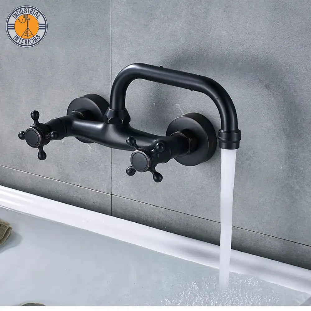 Dual Handle Mixer Tap Wall Mount Basin Faucets