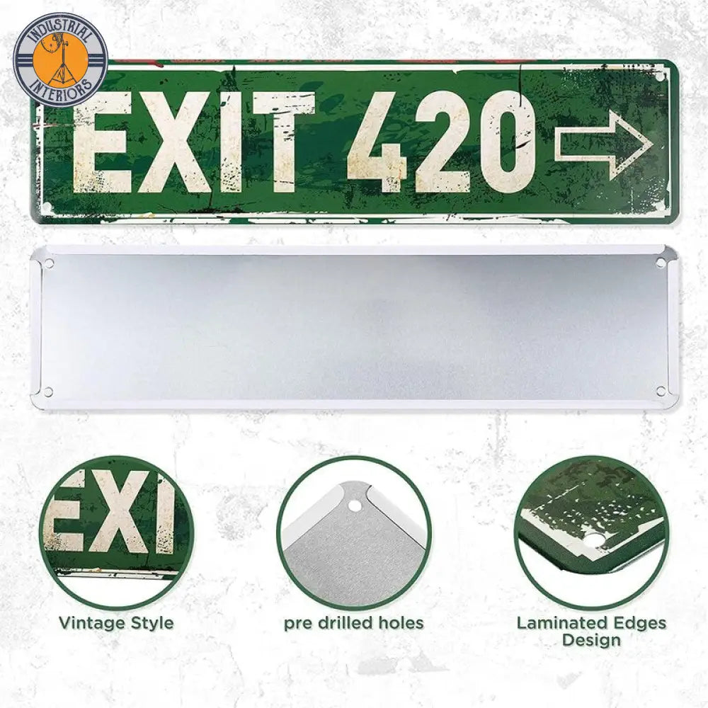 Exit Metal Sign Wall Posters Rustic 4 X 16 Inches Decoration