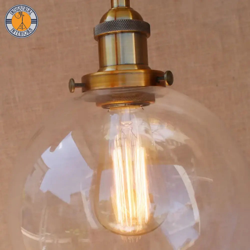 Glass Ball Antique Brass Loft Industrial Wall Light Fixtures