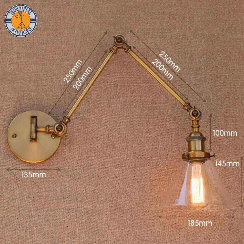 Glass Ball Antique Brass Loft Industrial Wall Light Fixtures