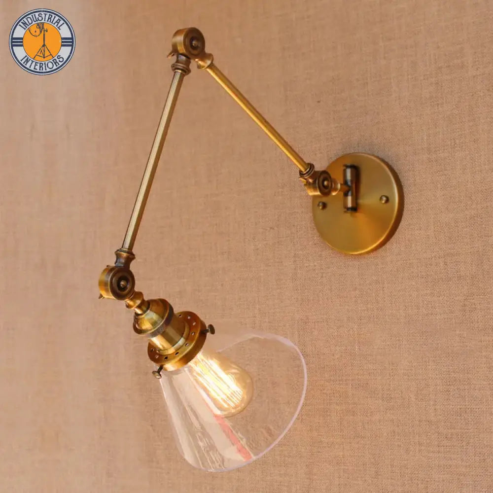 Glass Ball Antique Brass Loft Industrial Wall Light Fixtures